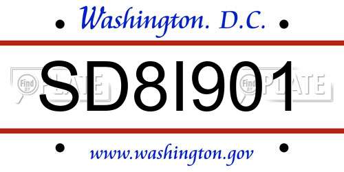 SD8I901 District Of Columbia License Plate