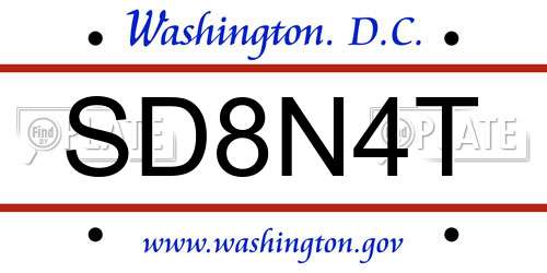 SD8N4T District Of Columbia License Plate