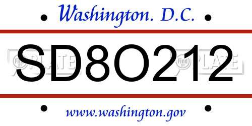 SD8O212 District Of Columbia License Plate