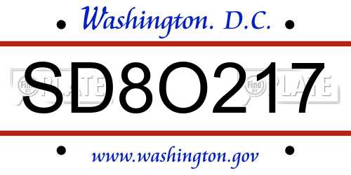 SD8O217 District Of Columbia License Plate