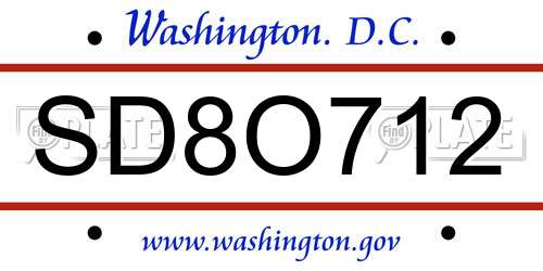 SD8O712 District Of Columbia License Plate