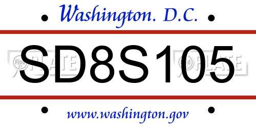 SD8S105 District Of Columbia License Plate