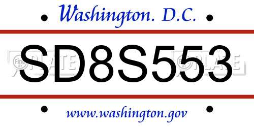 SD8S553 District Of Columbia License Plate