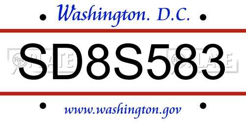 SD8S583 District Of Columbia License Plate