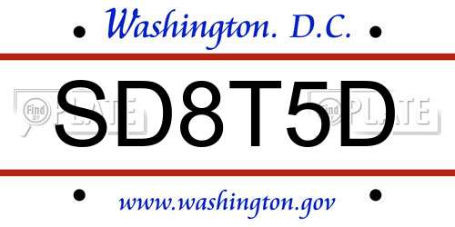 SD8T5D District Of Columbia License Plate