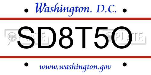SD8T5O District Of Columbia License Plate