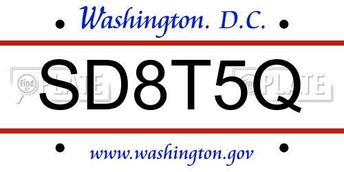 SD8T5Q District Of Columbia License Plate