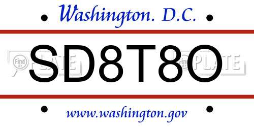 SD8T8O District Of Columbia License Plate