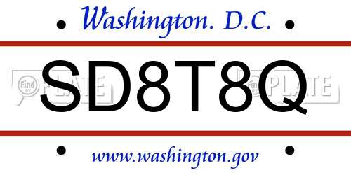 SD8T8Q District Of Columbia License Plate