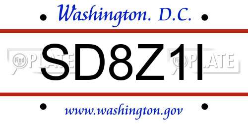SD8Z1I District Of Columbia License Plate