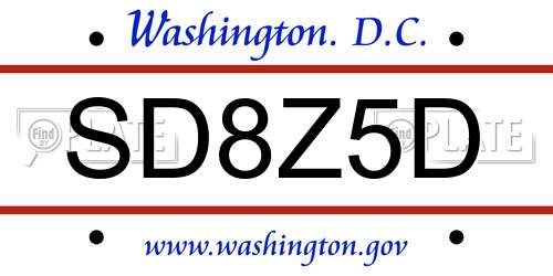 SD8Z5D District Of Columbia License Plate