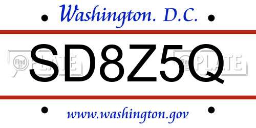 SD8Z5Q District Of Columbia License Plate