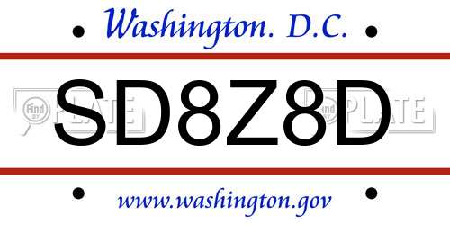SD8Z8D District Of Columbia License Plate