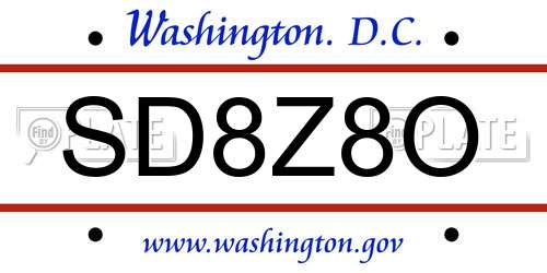 SD8Z8O District Of Columbia License Plate