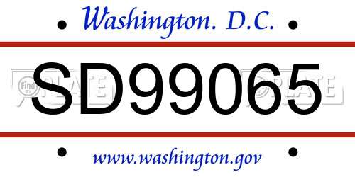 SD99065 District Of Columbia License Plate