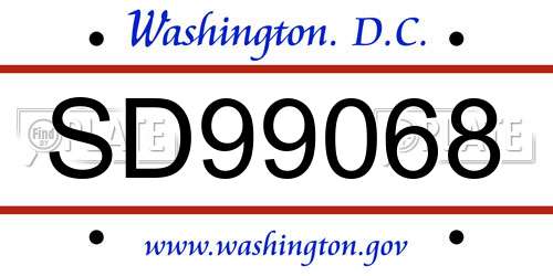 SD99068 District Of Columbia License Plate