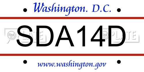 SDA14D District Of Columbia License Plate