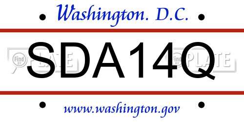 SDA14Q District Of Columbia License Plate