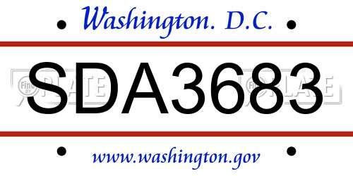 SDA3683 District Of Columbia License Plate