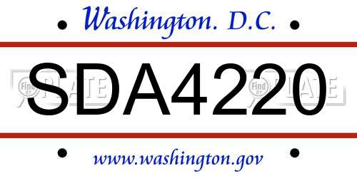 SDA4220 District Of Columbia License Plate