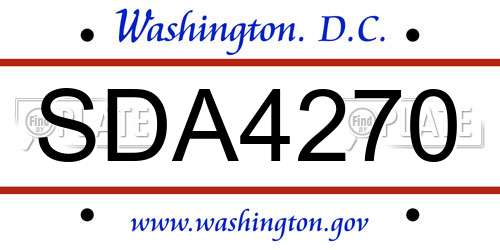 SDA4270 District Of Columbia License Plate