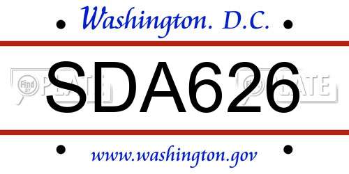 SDA626 District Of Columbia License Plate