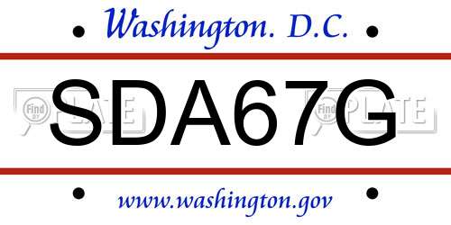 SDA67G District Of Columbia License Plate