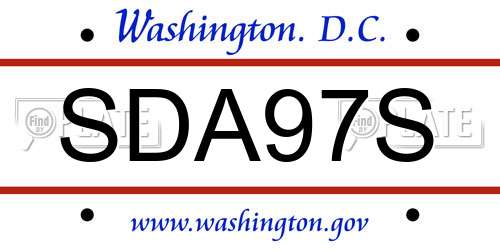 SDA97S District Of Columbia License Plate