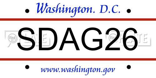 SDAG26 District Of Columbia License Plate