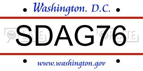 SDAG76 District Of Columbia License Plate