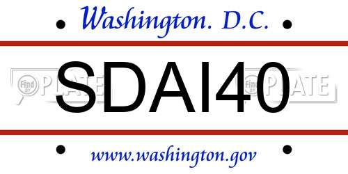 SDAI40 District Of Columbia License Plate