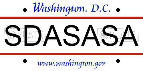 SDASASA District Of Columbia License Plate