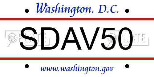 SDAV50 District Of Columbia License Plate