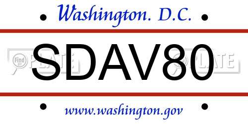 SDAV80 District Of Columbia License Plate