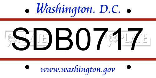 SDB0717 District Of Columbia License Plate