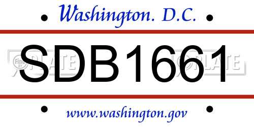 SDB1661 District Of Columbia License Plate
