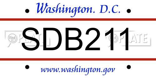 SDB211 District Of Columbia License Plate