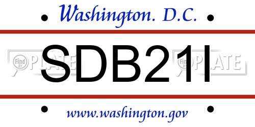 SDB21I District Of Columbia License Plate