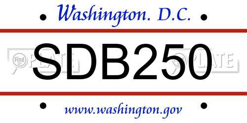SDB250 District Of Columbia License Plate