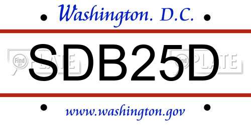 SDB25D District Of Columbia License Plate