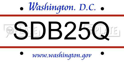 SDB25Q District Of Columbia License Plate