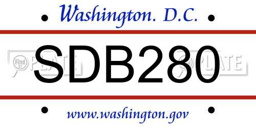 SDB280 District Of Columbia License Plate