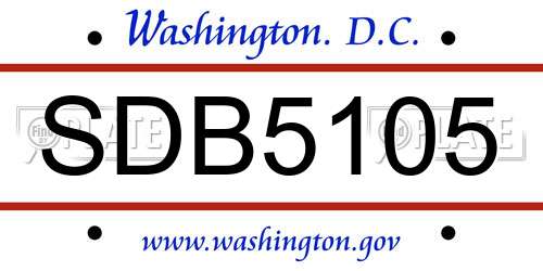 SDB5105 District Of Columbia License Plate