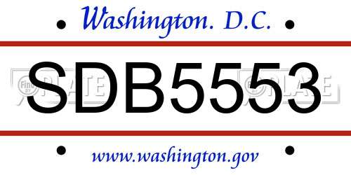 SDB5553 District Of Columbia License Plate