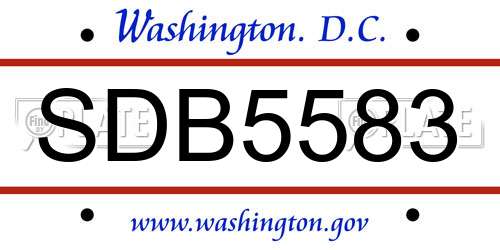 SDB5583 District Of Columbia License Plate