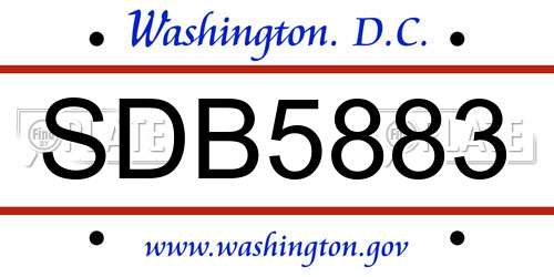 SDB5883 District Of Columbia License Plate