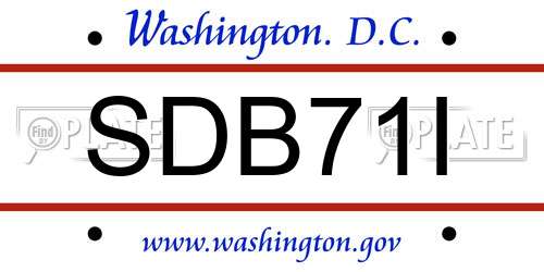 SDB71I District Of Columbia License Plate