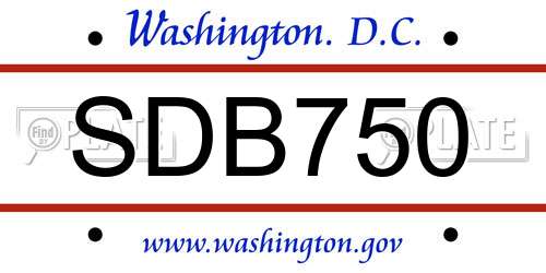 SDB750 District Of Columbia License Plate