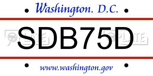 SDB75D District Of Columbia License Plate
