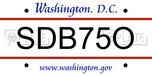 SDB75O District Of Columbia License Plate